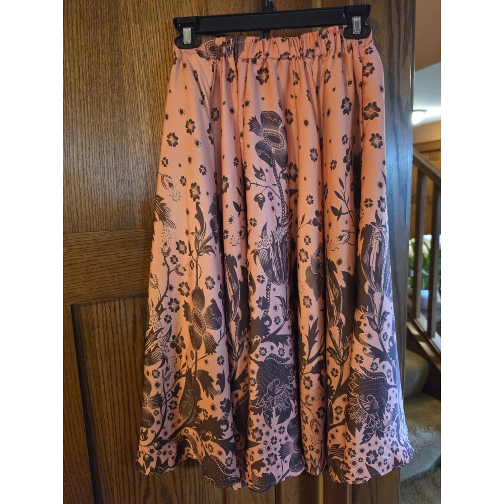 Anthropologie + Florence Balducci Skirt  Satin Floral Coral Brown XSS NWOT